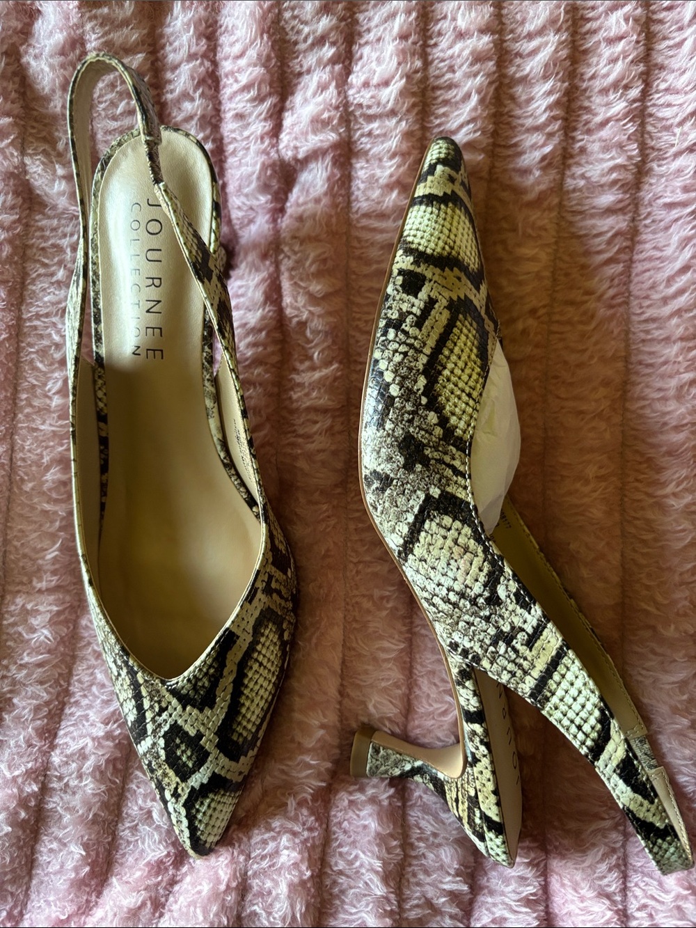 Journee Collection Mikoa Snake-Print Slingback Pumps-